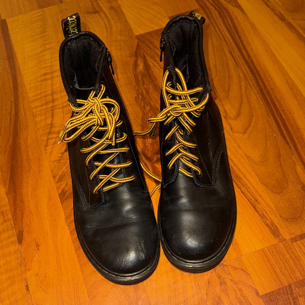 Dr. Martens Black Boots with Yellow Laces